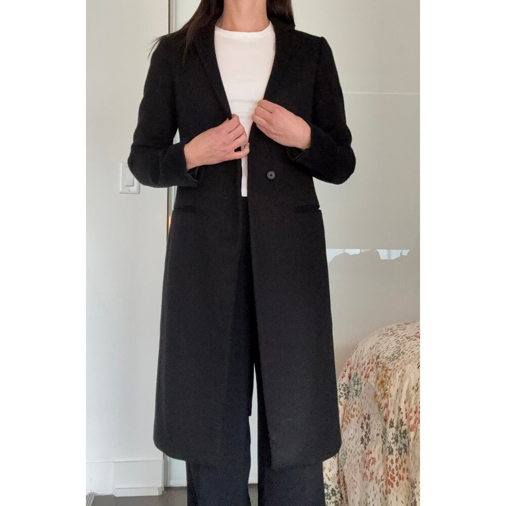 All Saints Black Long Pea Coat